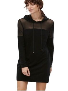 BLQ black Sheer Yoke Hoodie Dress